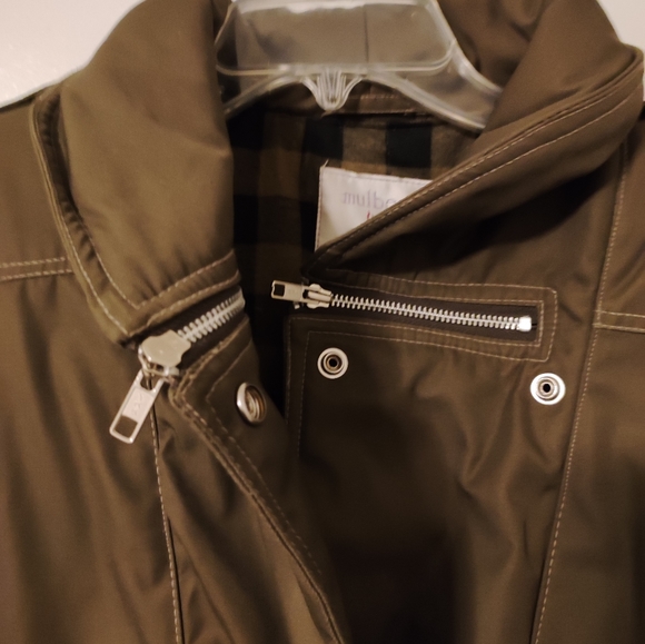 ♥️Mulberry Street Down Parka KhakiGreen long L flannel lined EUC - Picture 4 of 8